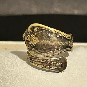Elegant Vintage Silver Spoon Floral Ring